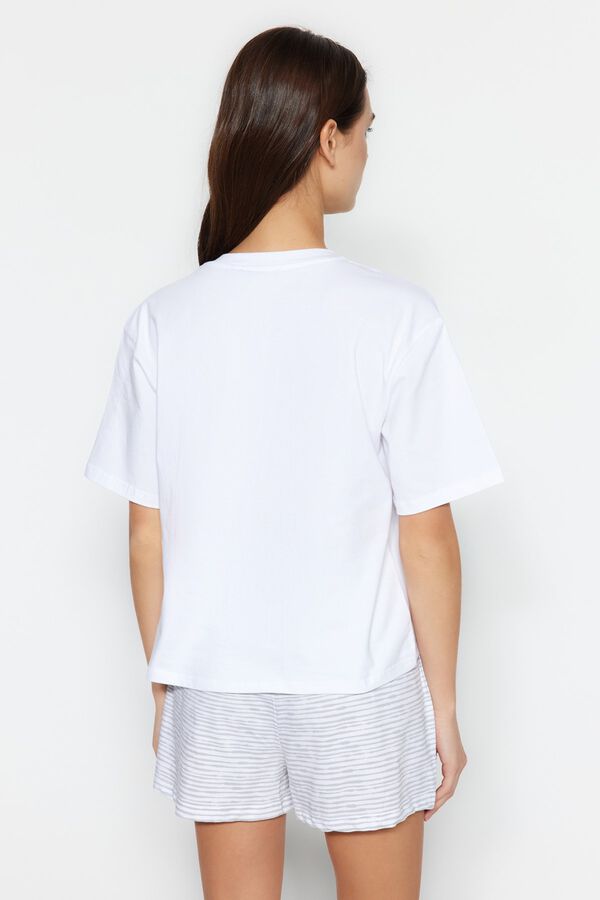 Trendyol Pijama de punto a rayas blanco