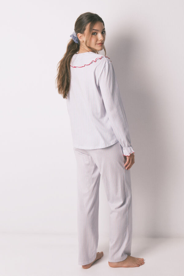 Women'secret Cotton long Peter Pan collar pyjamas blue