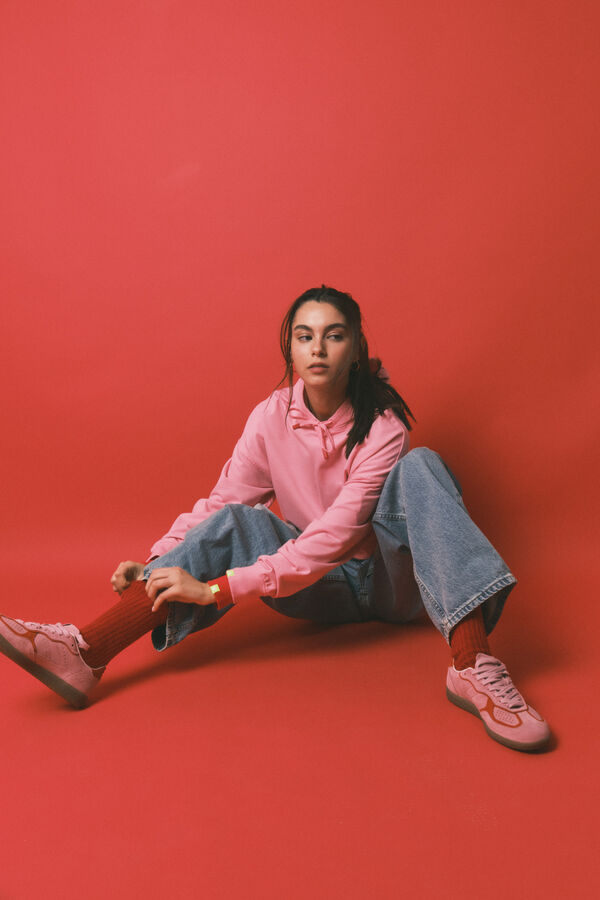 HI&BYE Sudadera capucha felpa algod&oacute;n rosa rosa