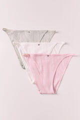 Women'secret Pack 3 multicoloured cotton pointelle classic panties white