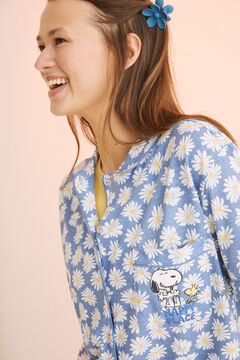 Womensecret Pyjama Hemdlook 100 % Baumwolle Snoopy Blumen Blau