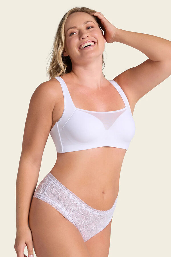 Leonisa Sujetador brastop con buen cubrimiento de sisa y espalda blanco