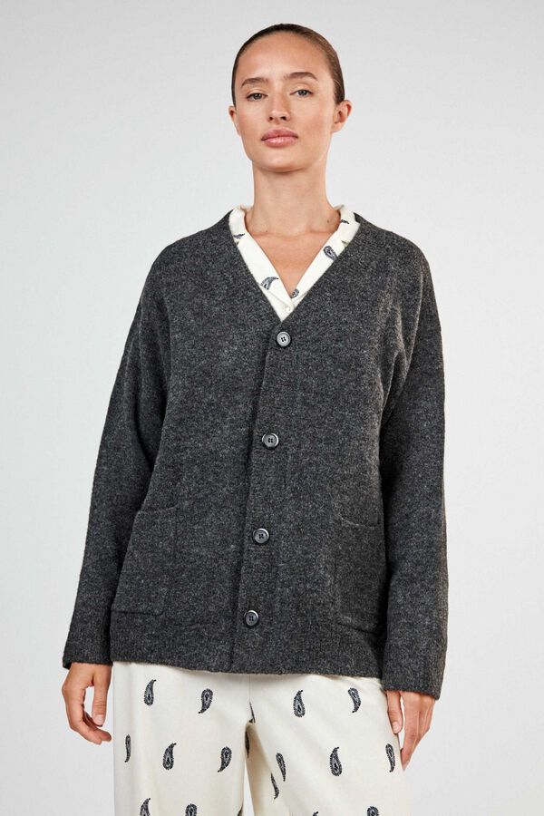 Gisela Long buttoned cardigan grey
