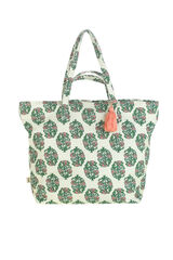 Kbas Bolso algodon doble asa estampado flores verde