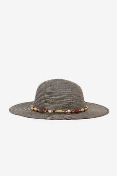 Womensecret Sombrero de ala ancha con cinta a contraste preto