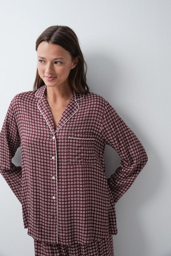Women'secret Burgundy classic long pyjamas red