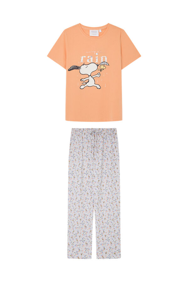 Womensecret Narančasta pidžama Snoopy od 100 % pamuka Narančasta