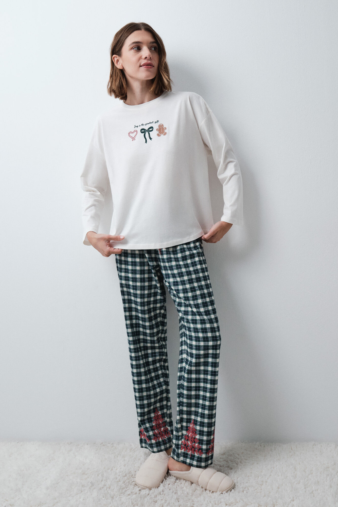 Women'secret White cotton long sleeve T-shirt