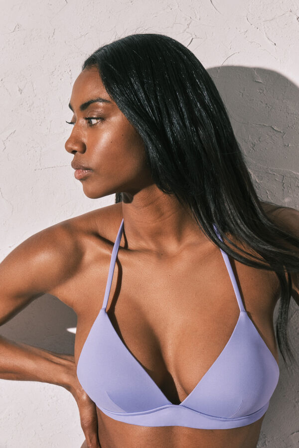 Women'secret Lilac triangle fixed cup bikini top pink