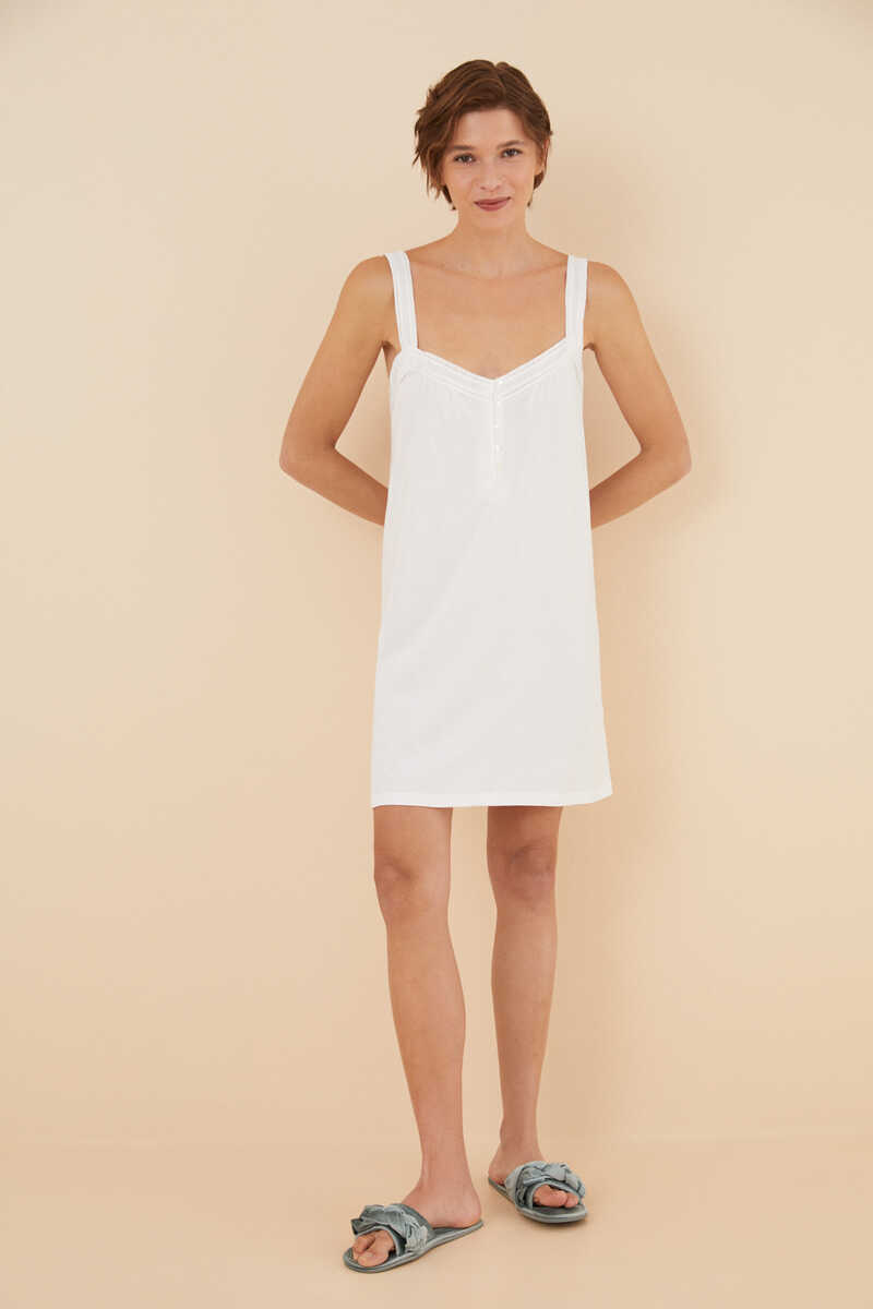 Womensecret 100% cotton nightgown with hemstitched straps beige
