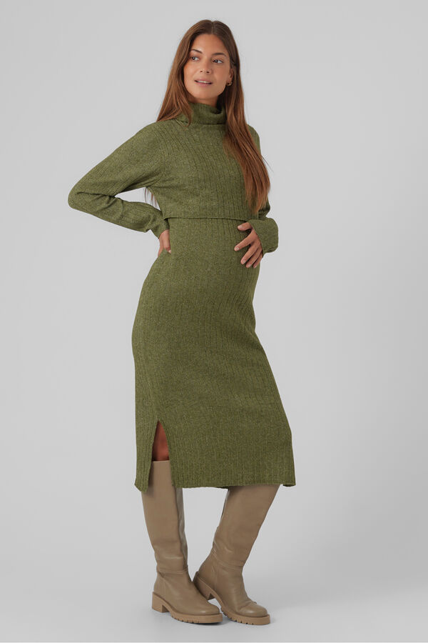 Mamalicious Maternity and breastfeeding jersey-knit dress green