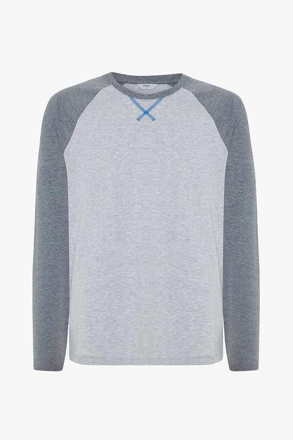 Penti Conjunto de pijama de algodón de manga larga para hombre gris