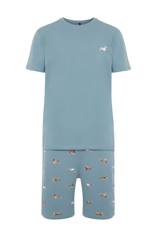 Trendyol Pijama hombre algod&oacute;n estampado animal azul