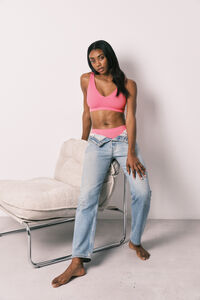 Women'secret Coral plain clean cut halterneck top