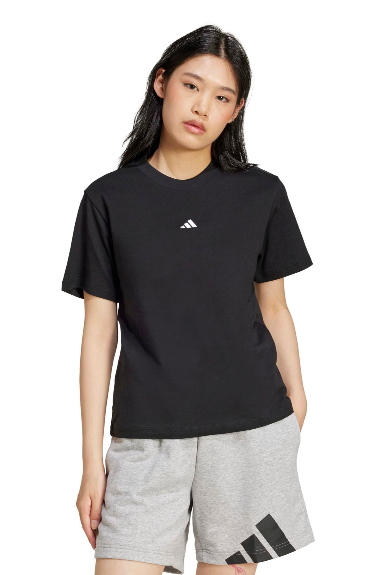 Adidas T-shirt em algod&atilde;o com log&oacute;tipo pequeno