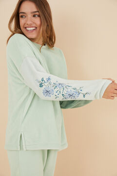 Womensecret Pyjama Fleece Grün Blumen Grün