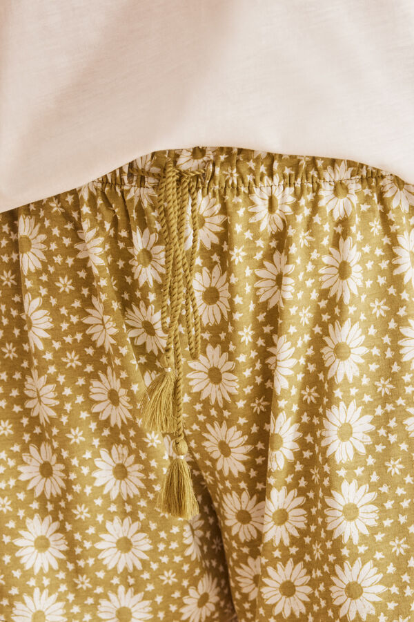 Womensecret Pyjama 100 % coton short fleurs beige