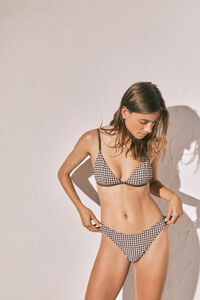 Women'secret Cueca de biqu&iacute;ni brasileira estampado vichy lurex marrom