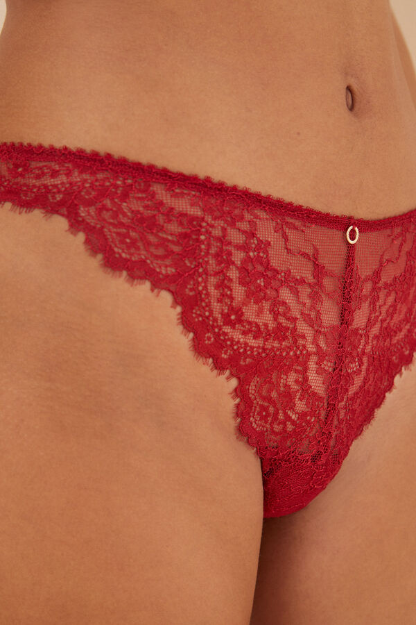 Womensecret Red lace Brazilian panty burgundy