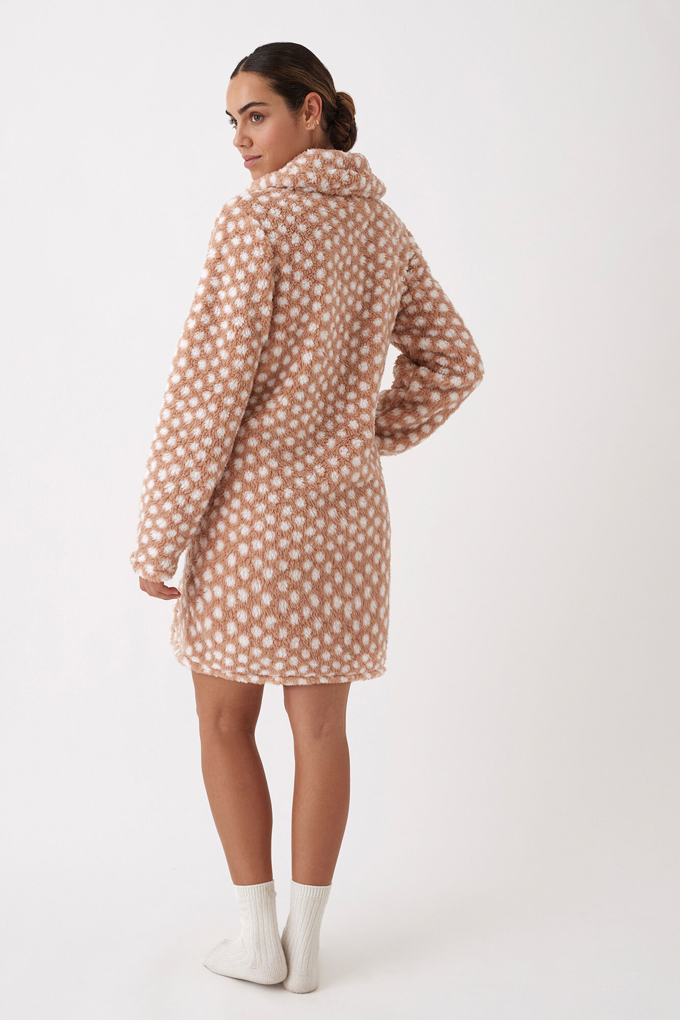 Promise Bata midi doble borrego de lunares