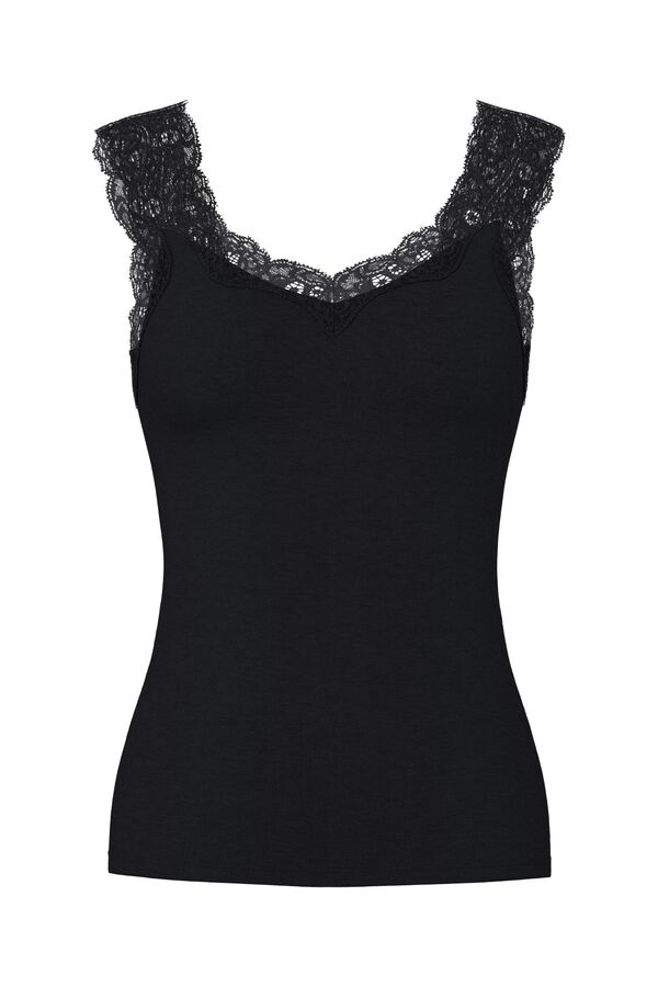 Pieces Top with lace detail black