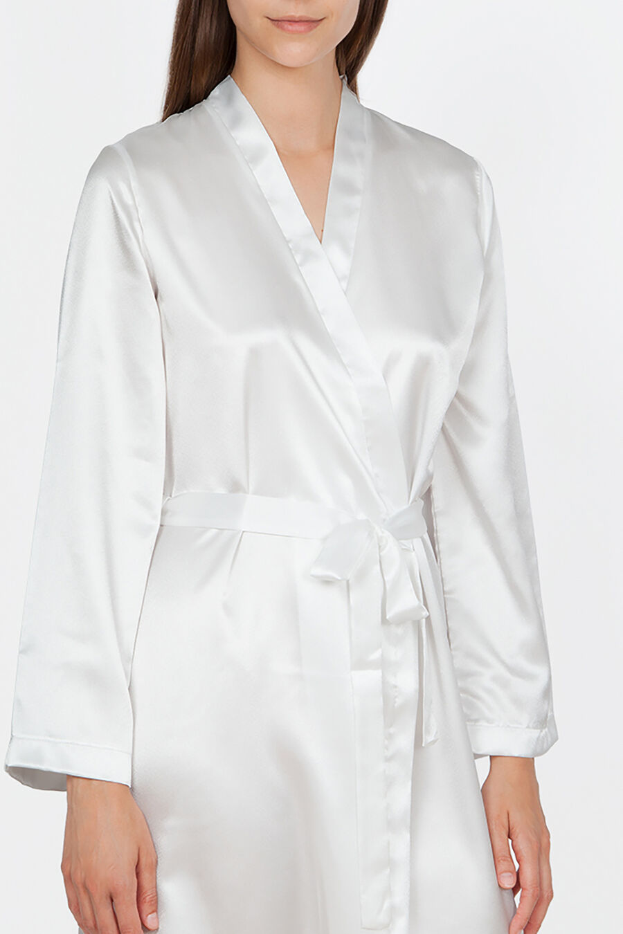 Image of Ivette Bridal Ivette Bridal women's short white satin robe