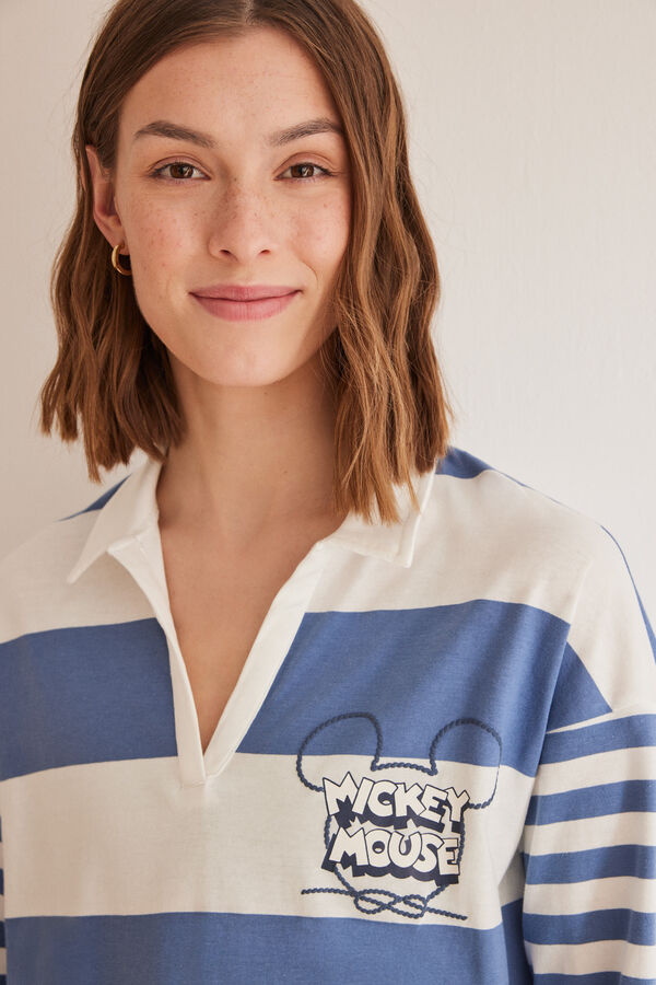 Womensecret Nachthemd 100 % Baumwolle Streifen Mickey Mouse Blau