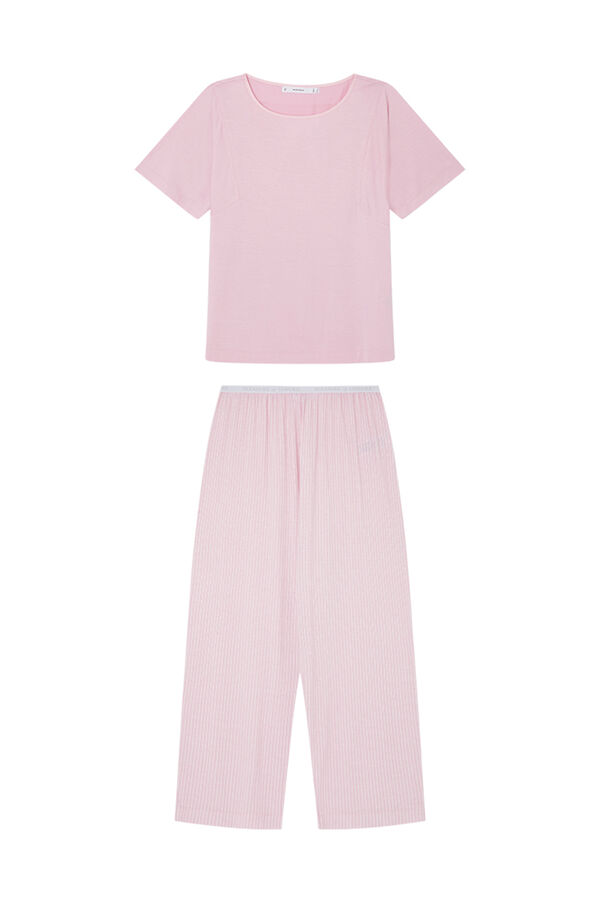 Womensecret Pijama Capri riscas rosa Ecovero™ rosa