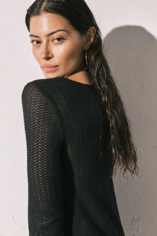 Women'secret Long sleeve crochet tunic black