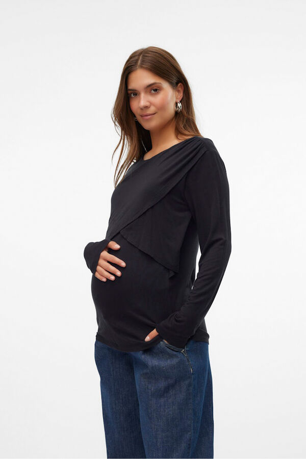Mamalicious Top de manga larga maternity y lactancia  negro