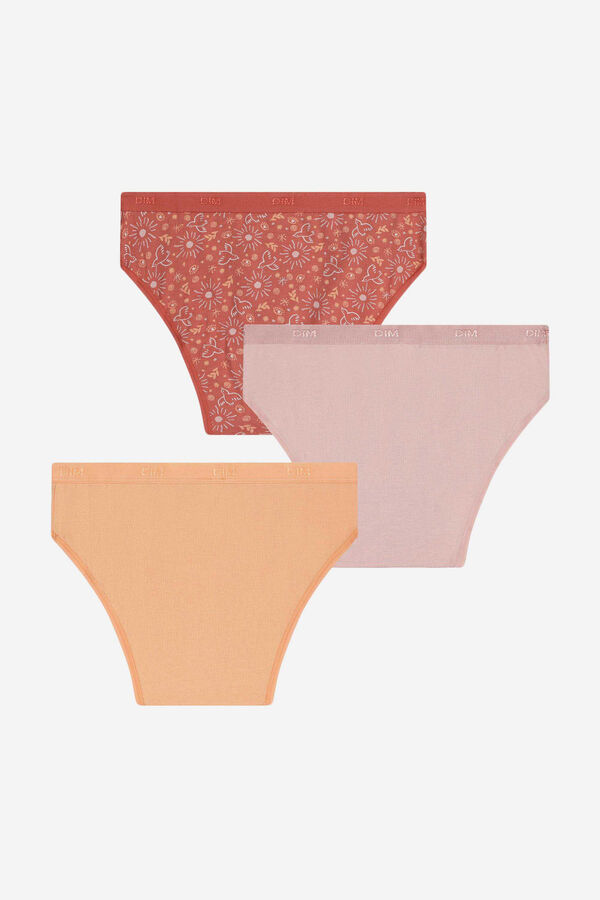 Dim Lot de 3 culottes fille imprim&eacute;es bordeaux