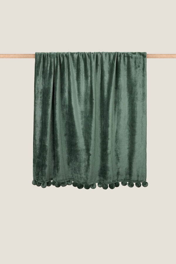 Textura Manta polar pompons verde