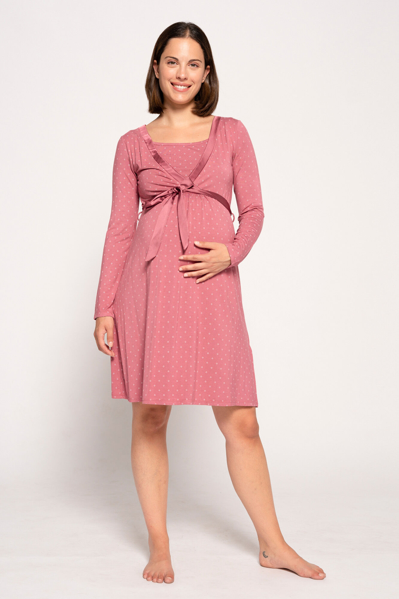 Ohma! Nursing nightgown with tie print