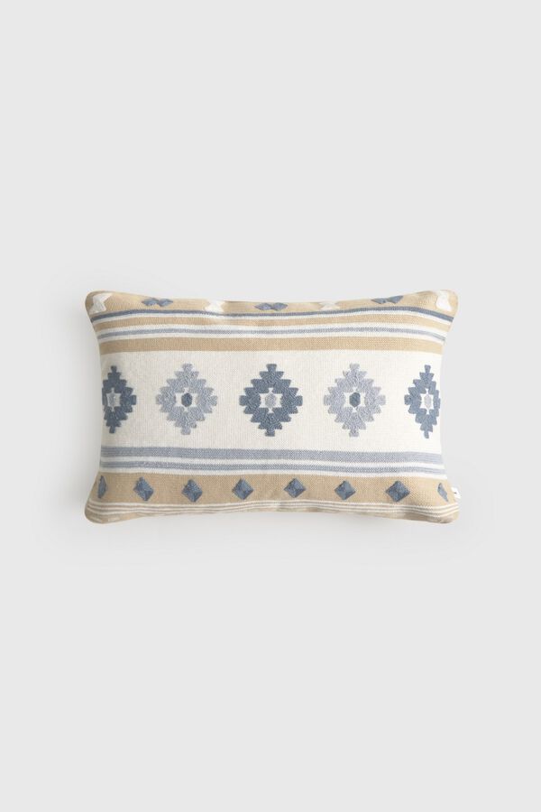 Textura Geometric design yarn-dyed cushion case grey