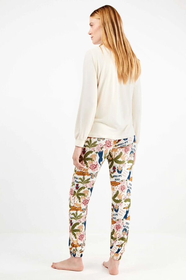 Gisela Frida Kahlo all-over jersey-knit pyjamas set Bež