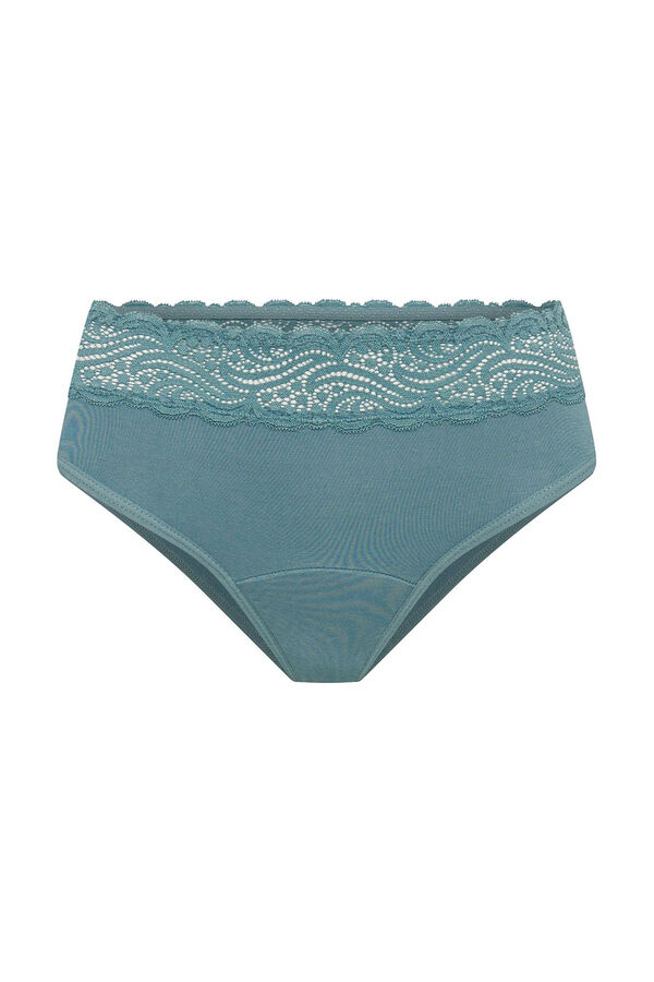 Womensecret Arizona Blue bamboo lace high-waist period panties – light to moderate absorption bleu