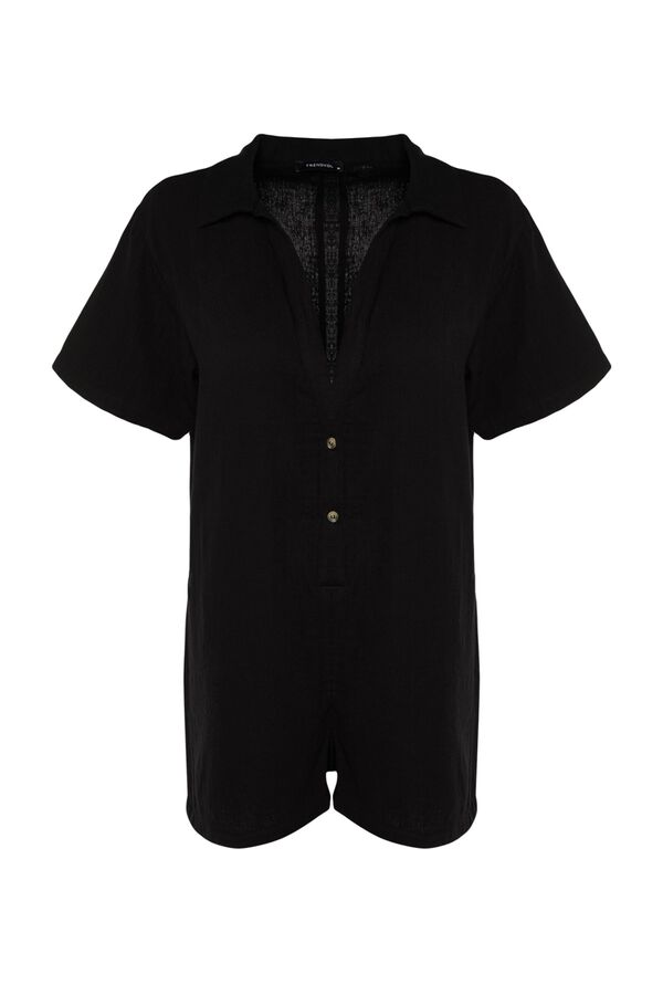 Trendyol Relaxed cut muslin mini overalls black