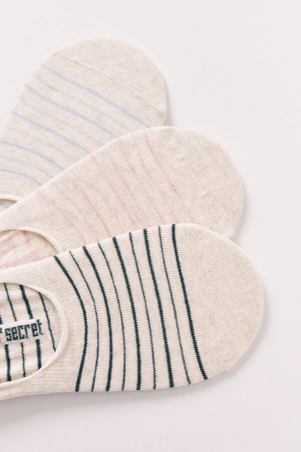Women'secret Lot de 3 chaussettes imprim&eacute;es &agrave; rayures imprim&eacute;