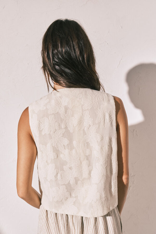 Women'secret Crochet tie gilet beige