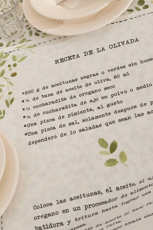 Textura Leaf print stain-resistant tablecloth 160 x 250 cm. green