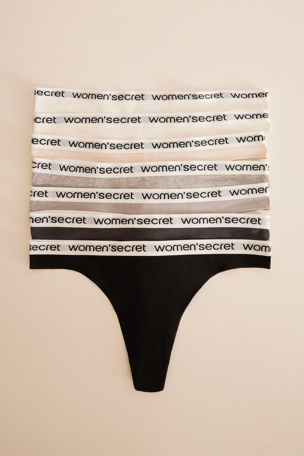 Womensecret Pack 7 tangas algodón logo blanco