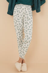 Womensecret Calças pijama 100% algodão folhas branco