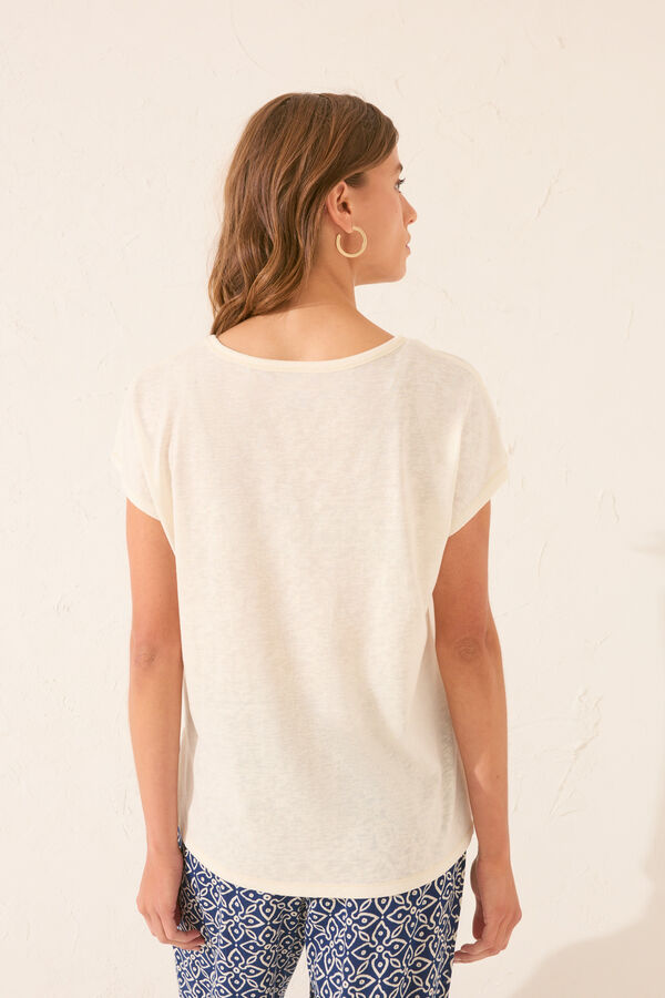 Womensecret White glitter short sleeve T-shirt beige