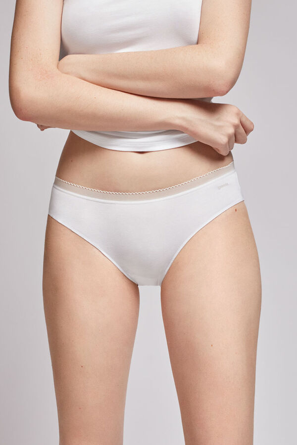 Womensecret Basic panty with lace trim fehér