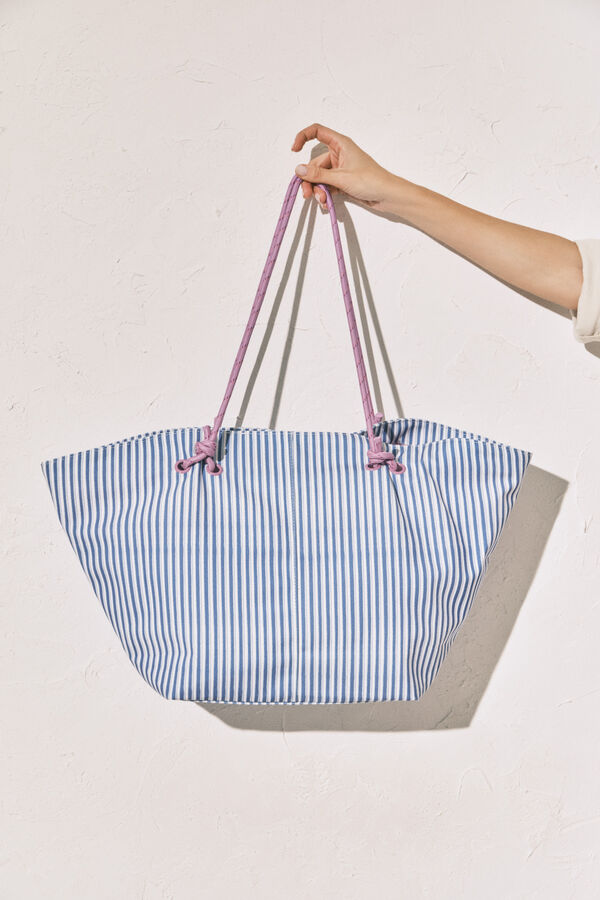 Women'secret Bolso shopper loneta y cuerda azul