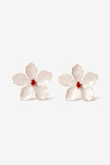 Vilanova Enameled Flower Earrings beige