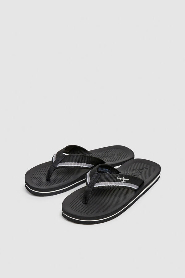 Pepe Jeans Striped two-tone fabric strap sandals black