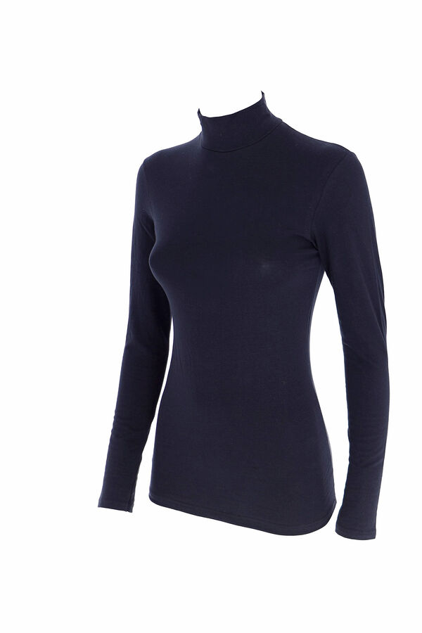 Womensecret T-shirt térmica de mulher com gola alta e manga comprida preto