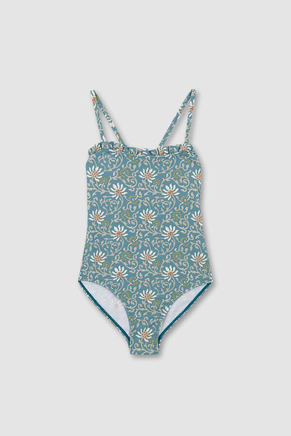 Womensecret Light blue floral print swimsuit plava