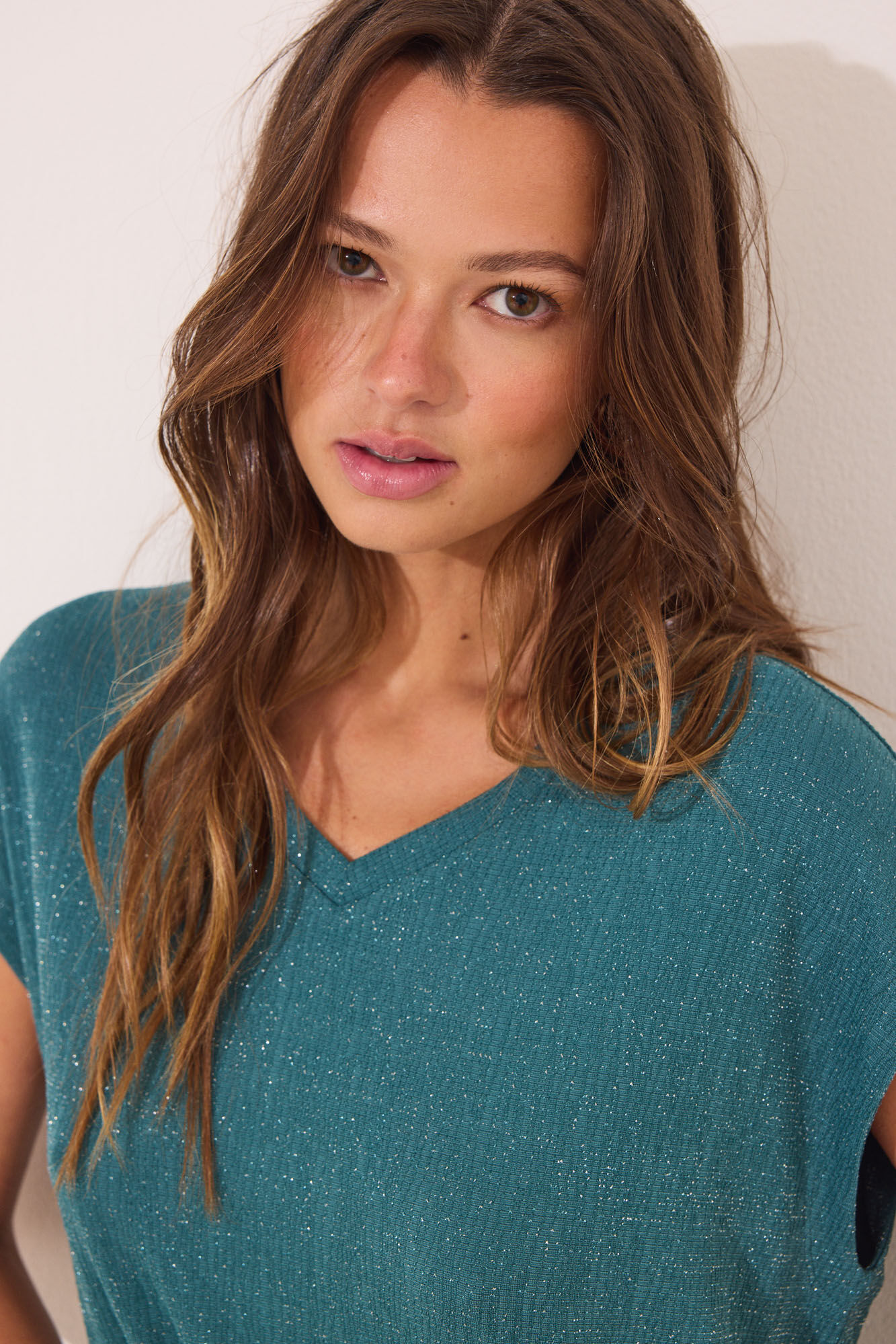 Women'secret Green lurex t trouser and T-shirt set